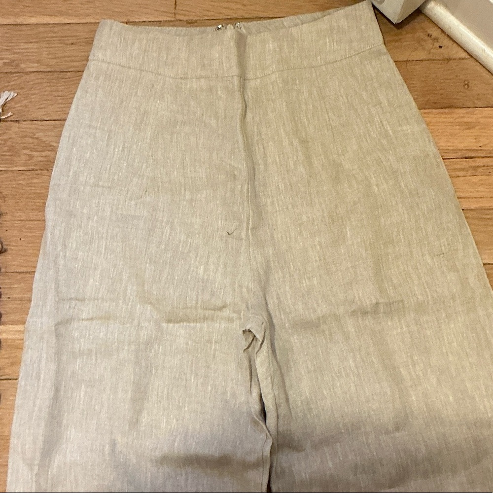 Chic Women's Wide Leg Cream Pants - Picture 3 of 5
